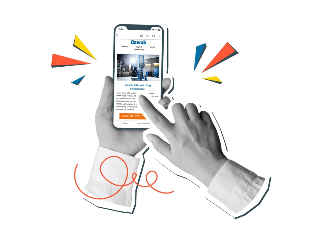 Person leser nyhetsbrev fra Cowab