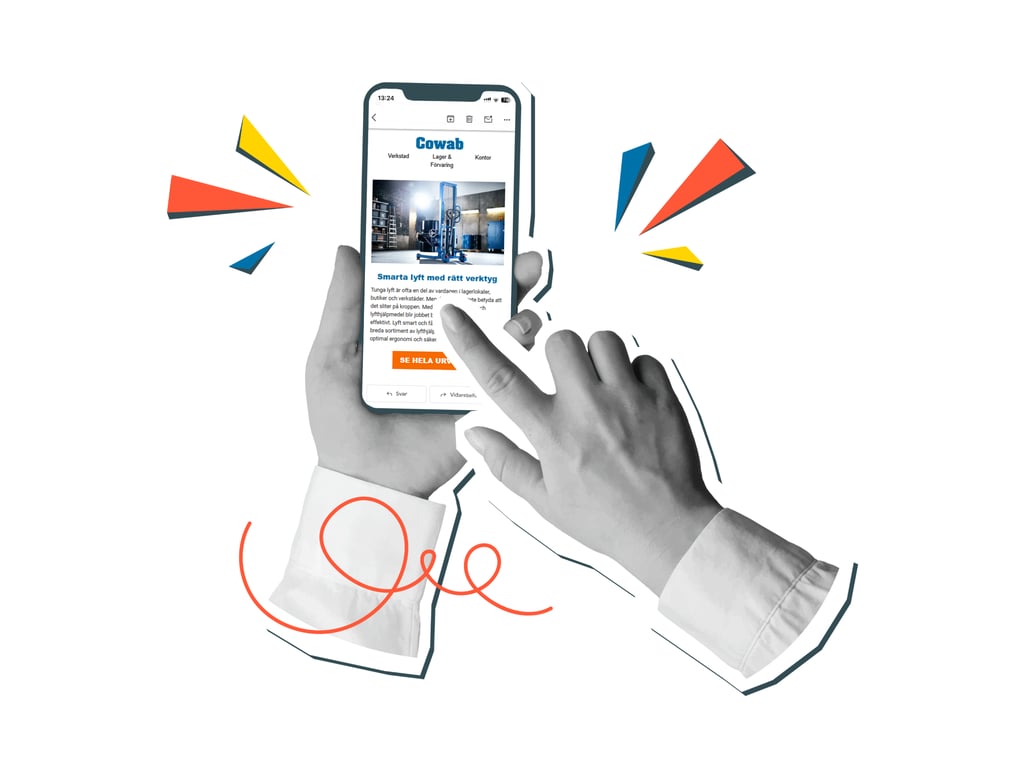 Handscroll i nyhetsbrev från Cowab. Illustration