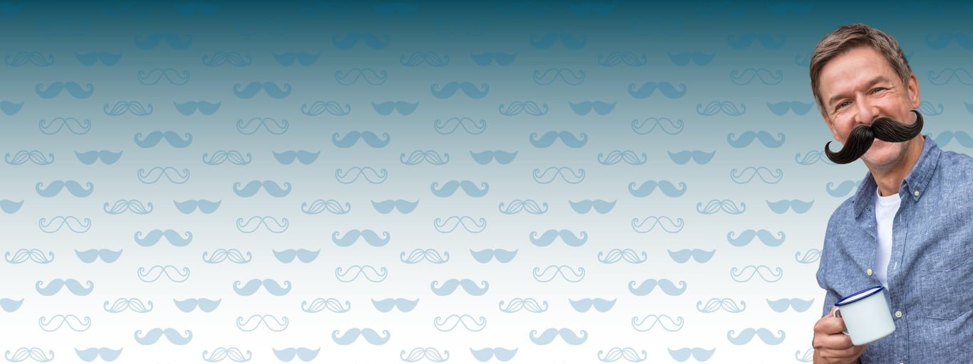 Mann med bart i movember. Bartebakgrunn.