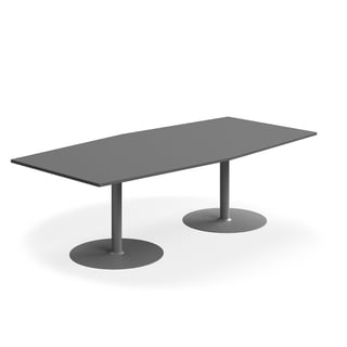 Konferensbord, 2400x1200 mm, båtformad, grå/silver