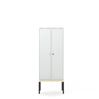 Klädskåp, 2-sektioner, bänkstativ, 2120x800x500 mm, grå
