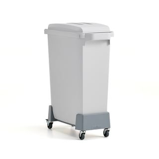 Avfallsbehållare, 60 liter, grått lock + vagn