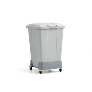 Avfallsbehållare, 90 liter, grått lock + vagn