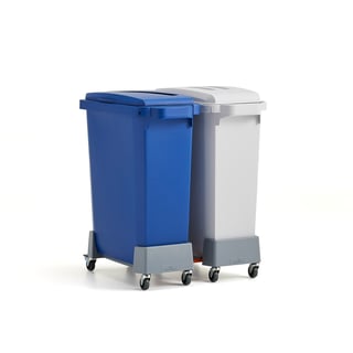 Sorteringskombination, 2 st 60 l avfallsbehållare, blå, grå
