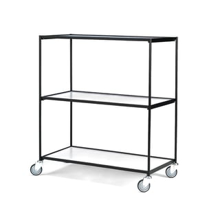 Hyllvagn, 3 hyllor, 1250x640 mm, svart