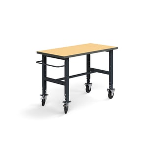 Arbetsbänk på hjul, 1500x760 mm, 200 kg, härdad board