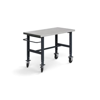 Arbetsbänk på hjul, 1500x760 mm, 200 kg, stål