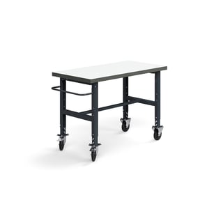 Arbetsbänk på hjul, 1500x760 mm, 200 kg, högtryckslaminat