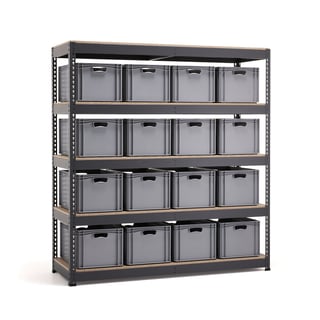 Komplett lagerreol, 16 eurokasser