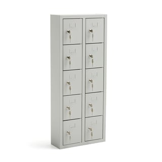 Värdefackskåp, 10 fack, 1008x412x150 mm, ljusgrå