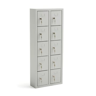 Värdefackskåp, 10 fack, 1008x412x150 mm, ljusgrå