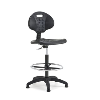 Arbetsstol, hög, polyuretan, svart