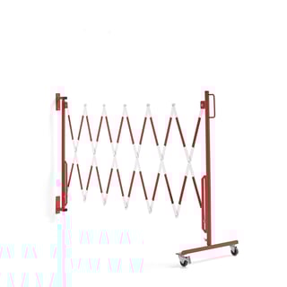 Flexibel avspärrning med hjul, röd/vit, väggfäste, max längd: 3600 mm