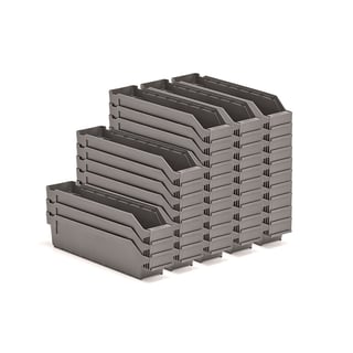 Plastbakke, L400 B90 H95 mm, 40-pk., grå