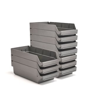 Plastbakke, L500 B240 H150 mm, 10-pk., grå