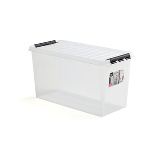 Plastback med lock, 
86 liter, 3 st/fp, 790x395x430 mm, transparent