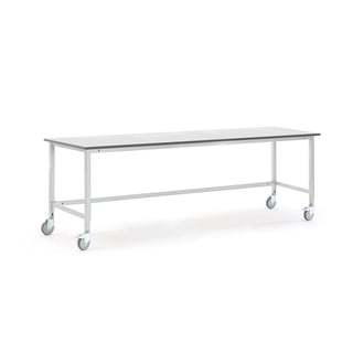 Arbetsbord på hjul, 2500x800mm, ljusgrå