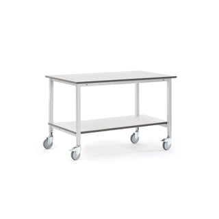 Arbetsbord på hjul, 1200x800mm inkl underhylla, ljusgrå