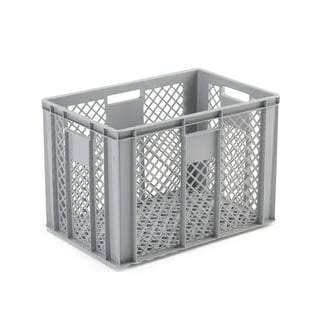 Perforerad plastback, 600x400x410 mm, grå