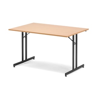 Konferansebord, sammenleggbart, L1200 B800 H720 mm, bøk/svart