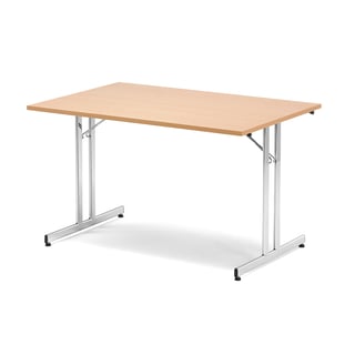 Konferansebord, sammenleggbart, L1200 B800 H720 mm, bøk/krom