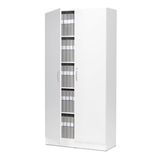 Kontorskap, med lås, H2000 B1000 D310 mm, hvit laminat