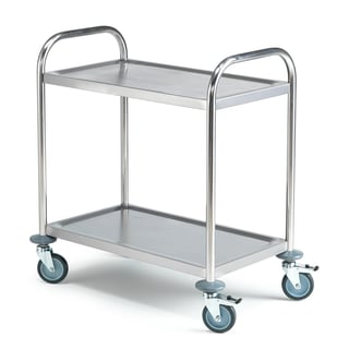 Hyllvagn, rostfri, 2 hyllplan, 705x405 mm