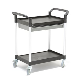 Hyllvagn, 2 hyllplan, 1 låda, 850x480x950 mm
