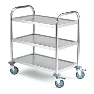 Hyllvagn, rostfri, 3 hyllplan, 705x405 mm