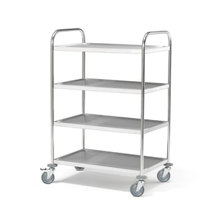 Hyllvagn, rostfri, 4 hyllplan, 845x525 mm