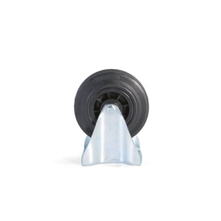 Fast hjul, 125x38 mm, 100 kg, massiv gummi
