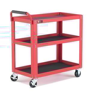 Hyllvagn, 3 hyllplan, 885x475, röd
