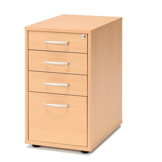 Skuffeseksjon, for hengemapper, 4 skuffer, D600 mm, bøk laminat