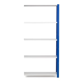 Hyllställ, påbyggnadssektion, 2100x1005x300 mm, blå, ljusgrå hyllplan
