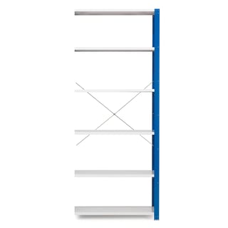 Hyllställ, påbyggnadssektion, 2500x1005x500 mm, blå, grå hyllplan