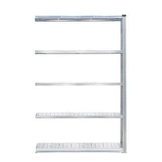 Lagerreol, påbyggseksjon, 5 hyller, H2500 B1210 D800 mm