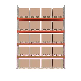 Pallställ, grundsektion, 20 pallar, 500 kg/pall, höjd: 5000 mm