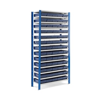 Smådelsreol, H2100 B1065 D500 mm, 65 plastbakker