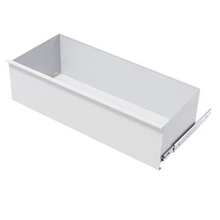 Utdragbar låda till hyllställ, med täckta gavlar, 200x1000x400 mm, ljusgrå