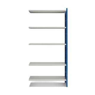 Hyllställ,påbyggnadssektion, 2100x1030x500 mm, täckta gavlar, blå, ljusgrå hyllplan