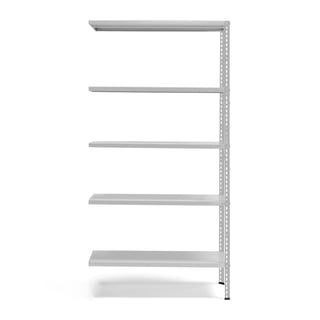 Hylla, påbyggnadssektion, 1970x1005x500 mm, grå, grå hyllplan