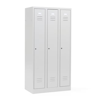 Garderobeskap, 3 dører, H1800 B900 D500 mm, inkl. sylinderlås