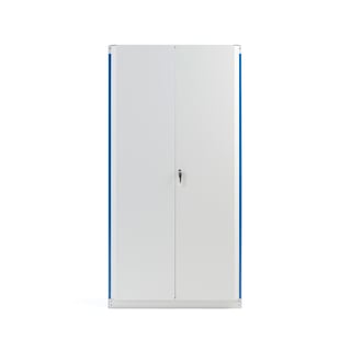 Dörrar till hyllställ, med täckta gavlar, B: 1000 mm, H: 2100 mm, ljusgrå