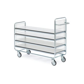 Hyllvagn, ESD-utförande, 4 hyllplan, 1380x460x1120 mm
