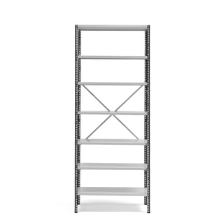 Hylla, grundsektion, 2500x1010x600 mm, mörkgrå, grå hyllplan