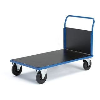 Plattformsvagn, 1 rörbåge med trägavel, 1200x800 mm, 500 kg, massivgummihjul, med broms