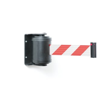 Avsperringsbånd, 180 grader, svart, rød/hvit, 4500 mm