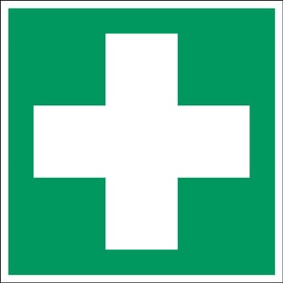 Skilt, førstehjelp, selvklebende polyester, 200x200 mm