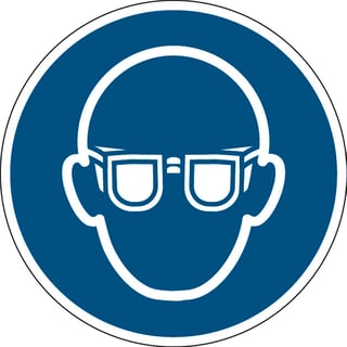 Skilt, påbudt med øyevern, selvklebende polyester, Ø 200 mm