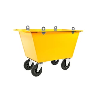 Sop- och avfallsvagn, med lyftöglor, volym 200 liter, massivgummihjul, gul
